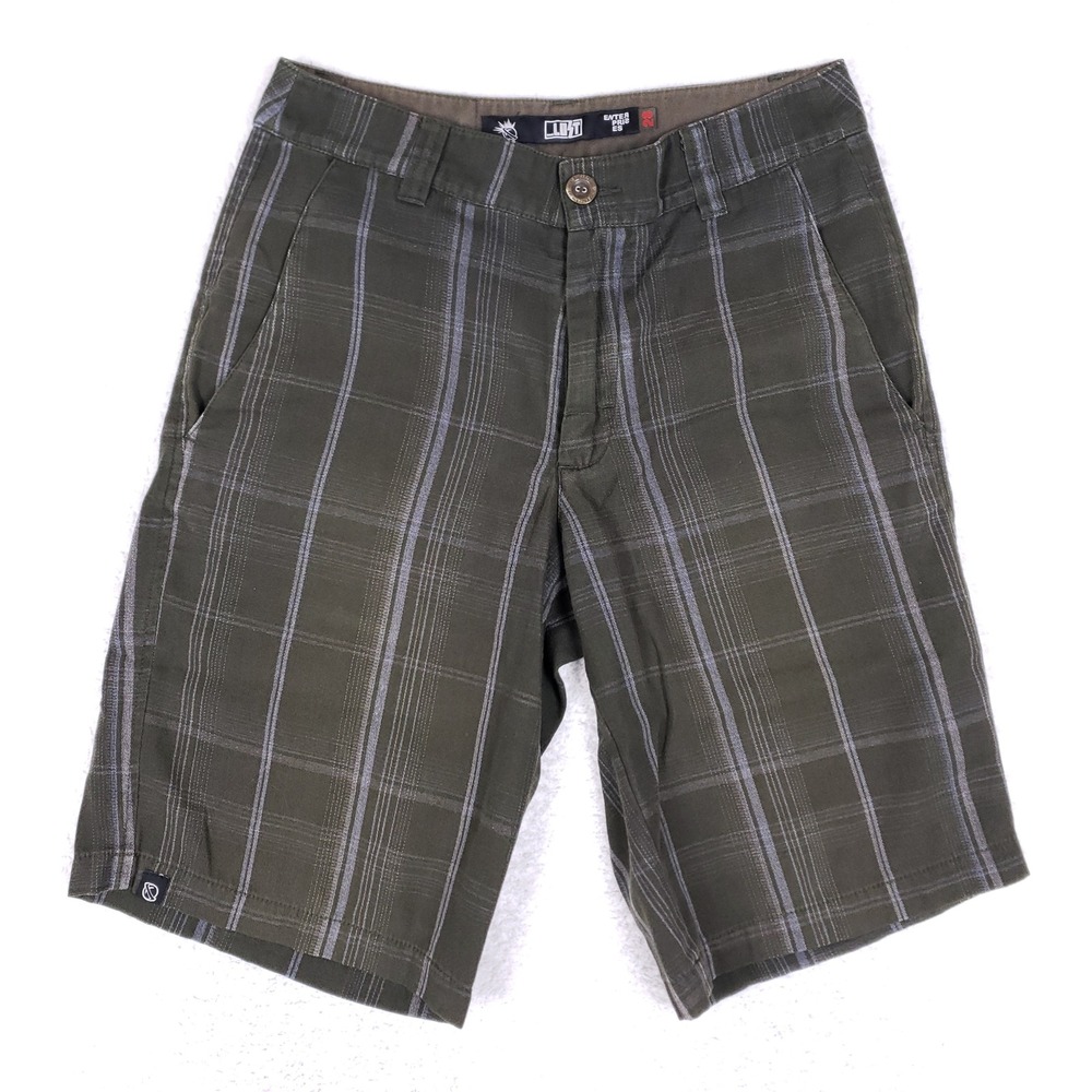 Lost Enterprises Plaid Walk Shorts Mens 28 Y2K‎ Surf Skate Green